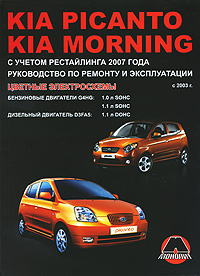 Kia Picanto / Morning с 2003 г., Бензиновые двигатели: 1.0 / 1.1 л. Дизельные двигатели: 1.1 л. Руководство по ремонту и эксплуатации. Цветные электросхемы развивается внимательно рассматривая